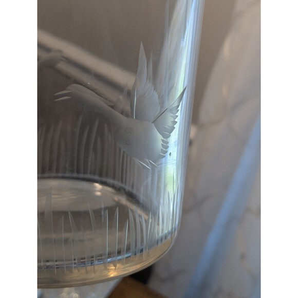 Vintage Duncan & Miller 1930s 10" Glass Decanter Etched Ducks Glass Stopper - Picture 5 of 16